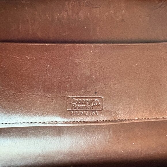 Dooney & Bourke Checkbook Wallet Blue AWL Brown Leather Trim Duck Kisslock - Picture 8 of 10